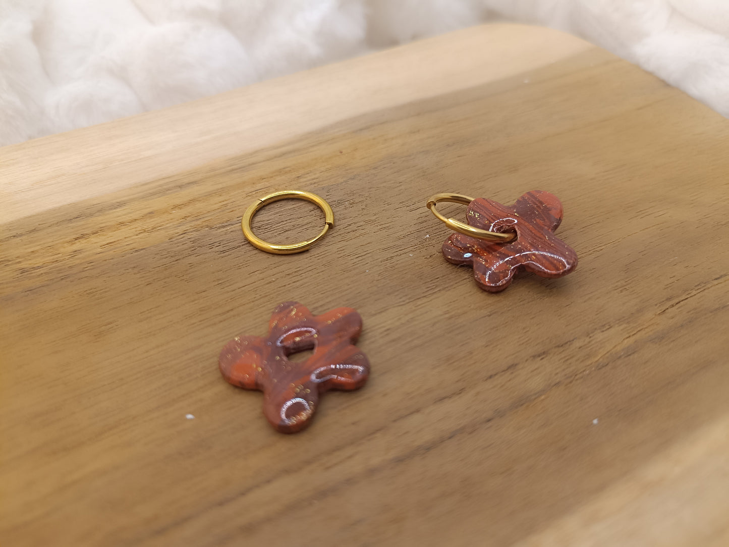 Pampille " Marguerite" chocolat terracotta