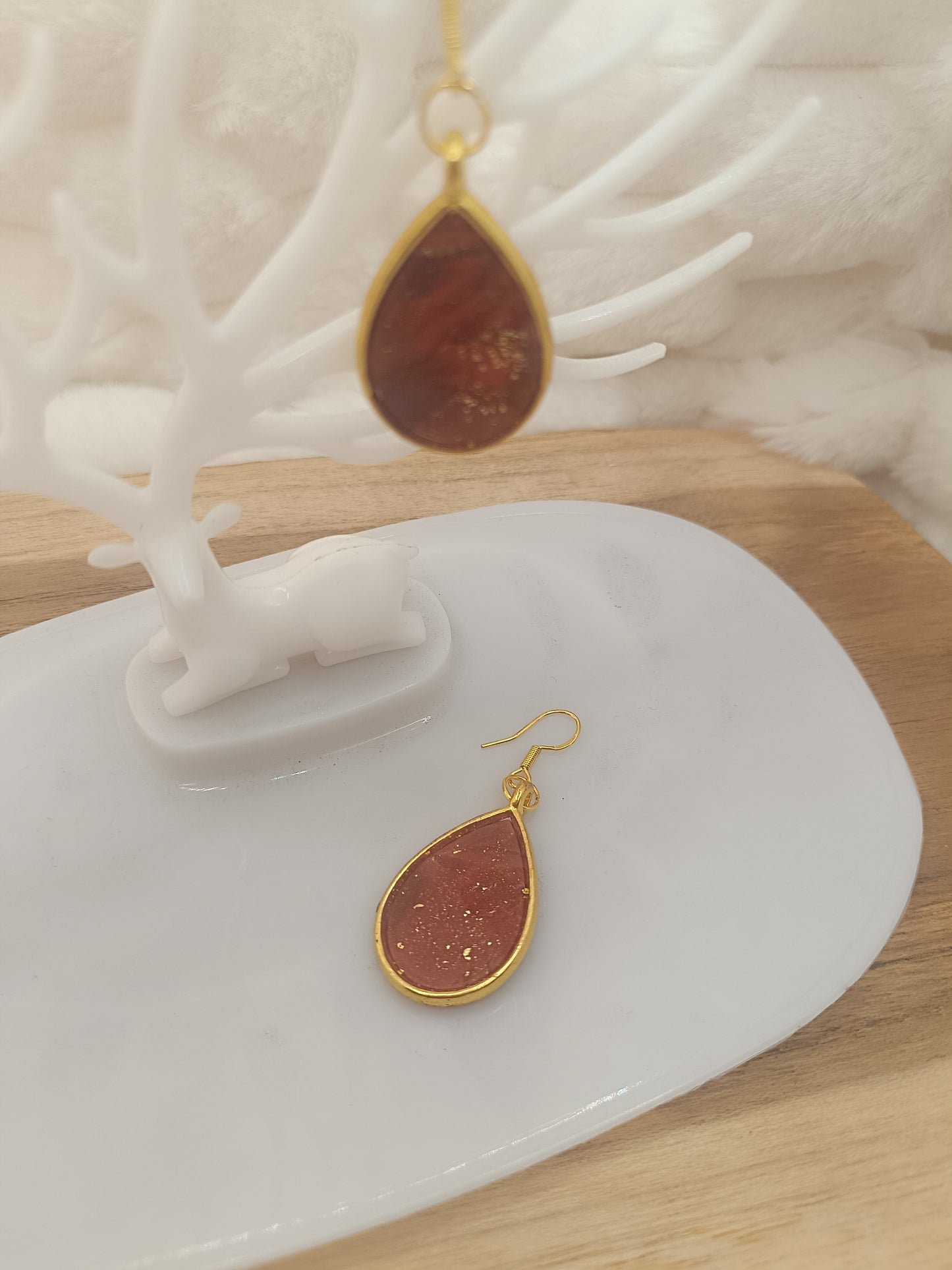 Boucle d'oreille " nerissa " chocolat et terracotta