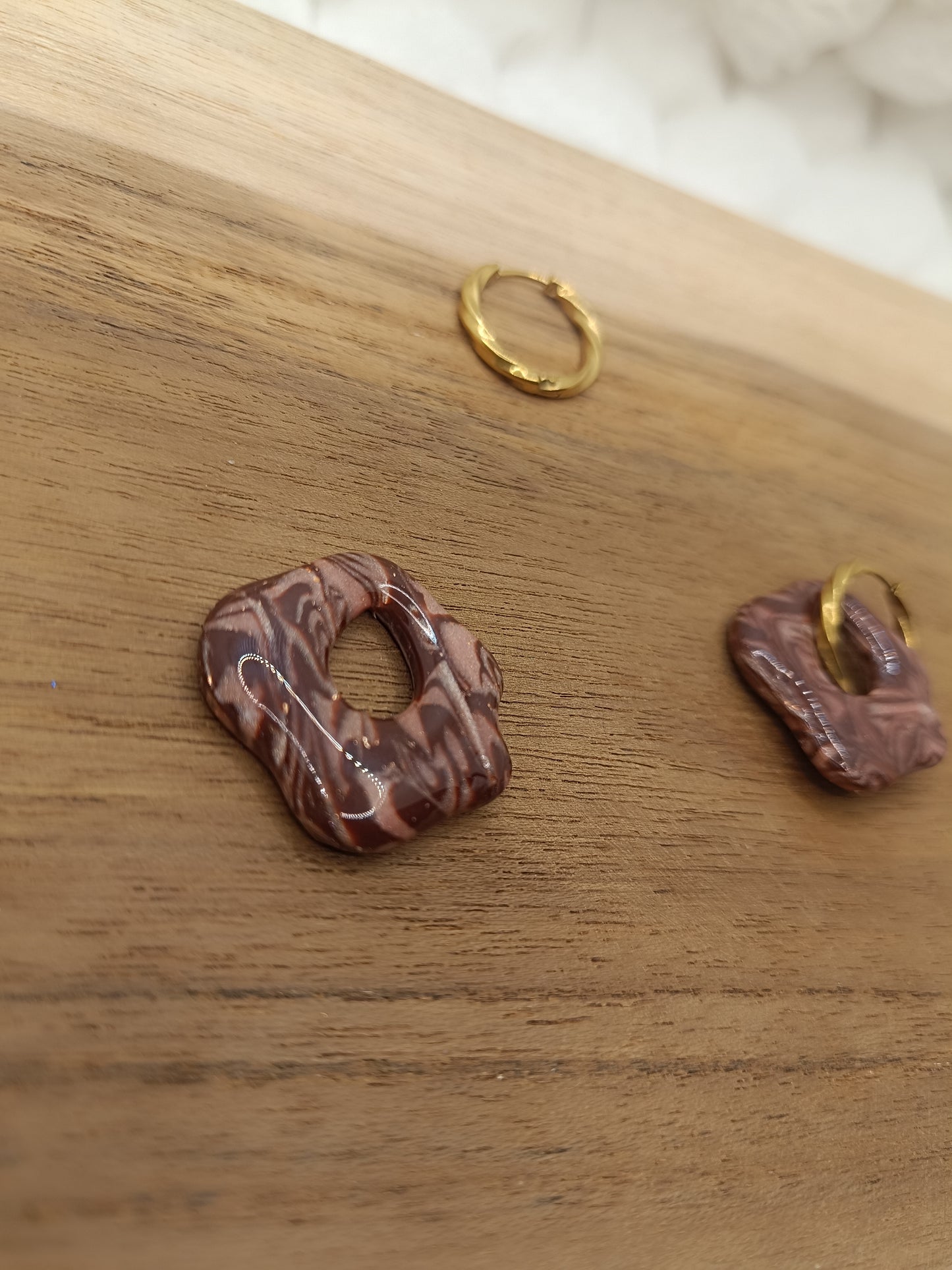 Pampille " jade " rose métallisé/brun