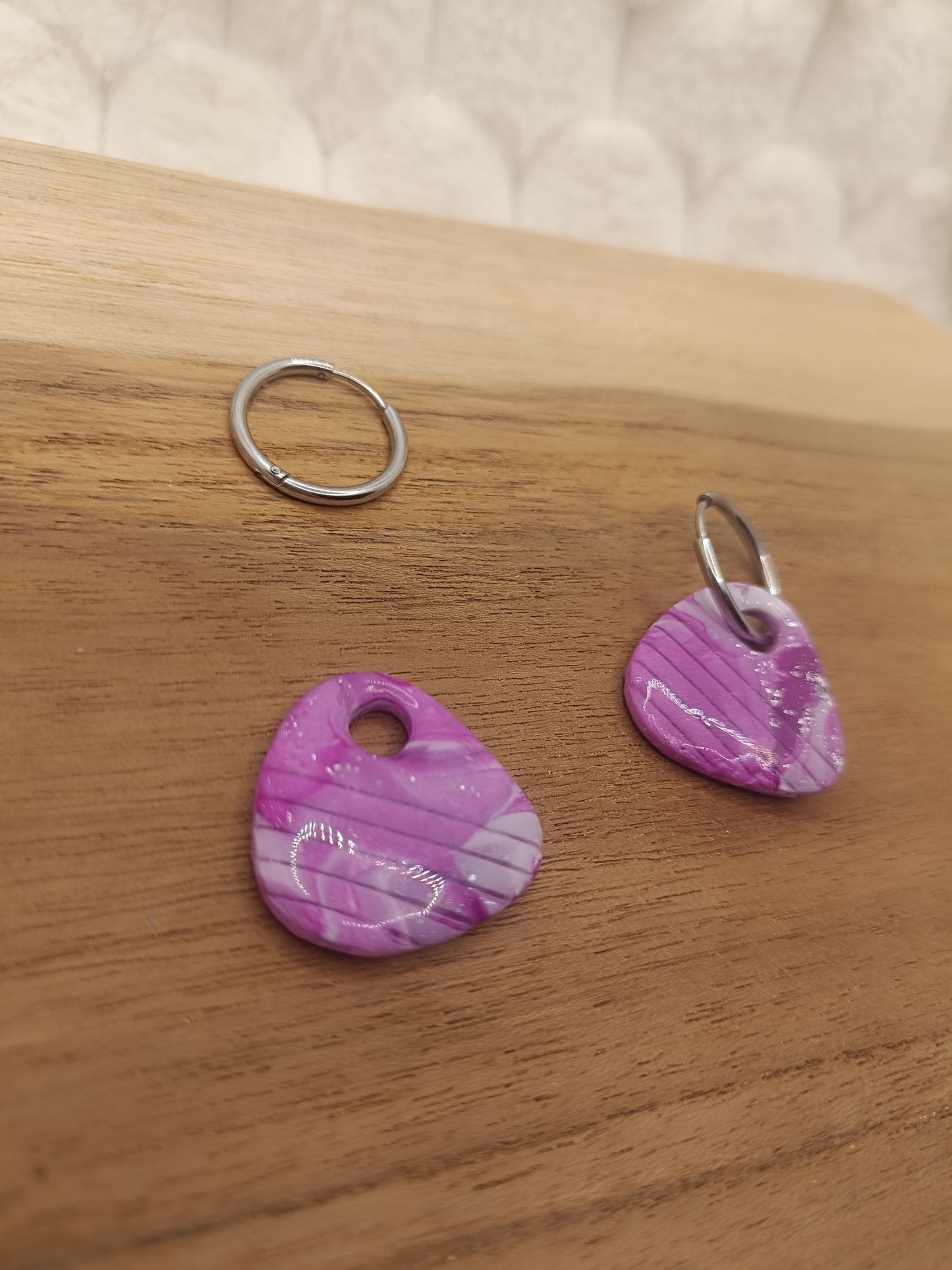 Pampille " Lola " marbré violet/blanc