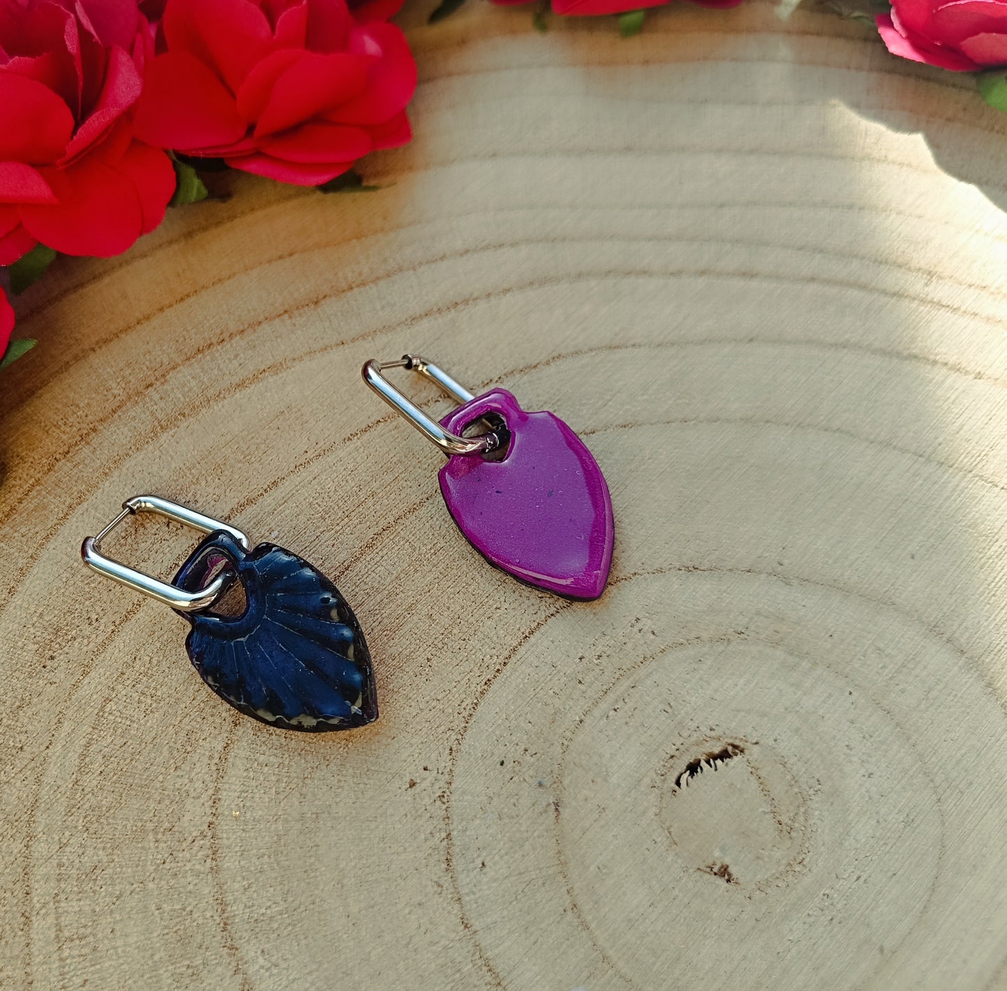 Pampilles " eden " noir/violette et prune ( réversible )