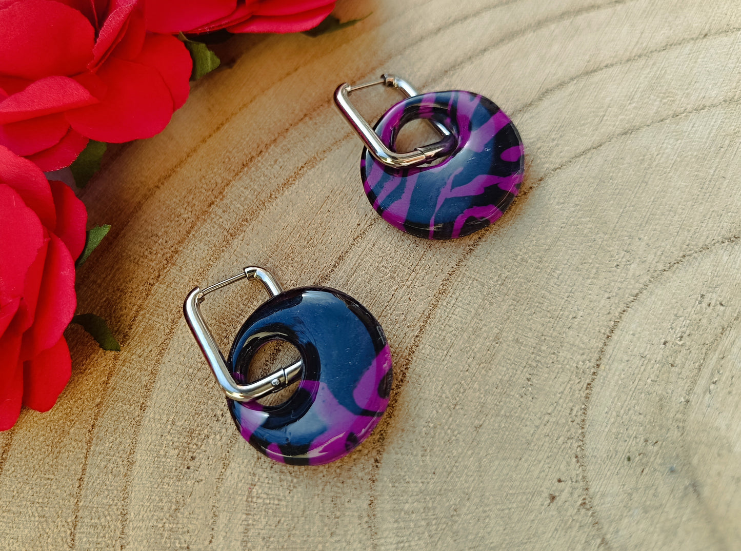 Pampilles " nelya " marbré violette et noir