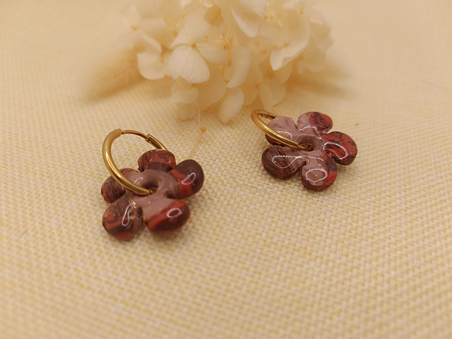 Pampilles " dahlia " marron/taupe terracotta