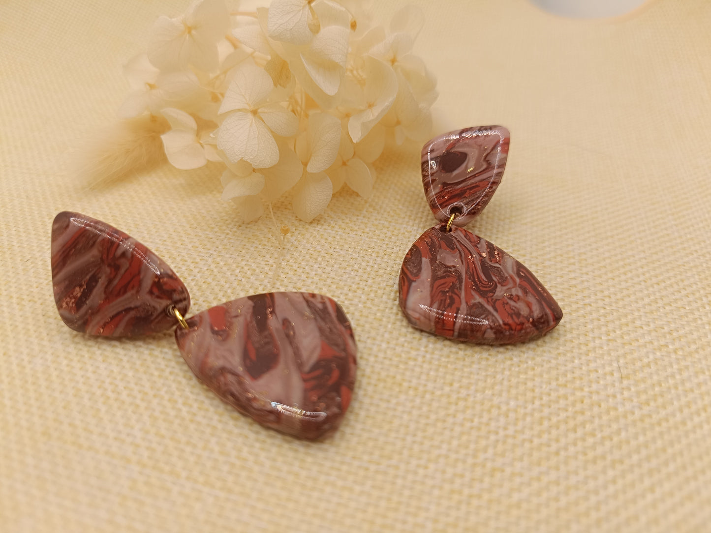 Boucles d'oreilles " Eléonore" marron terracotta