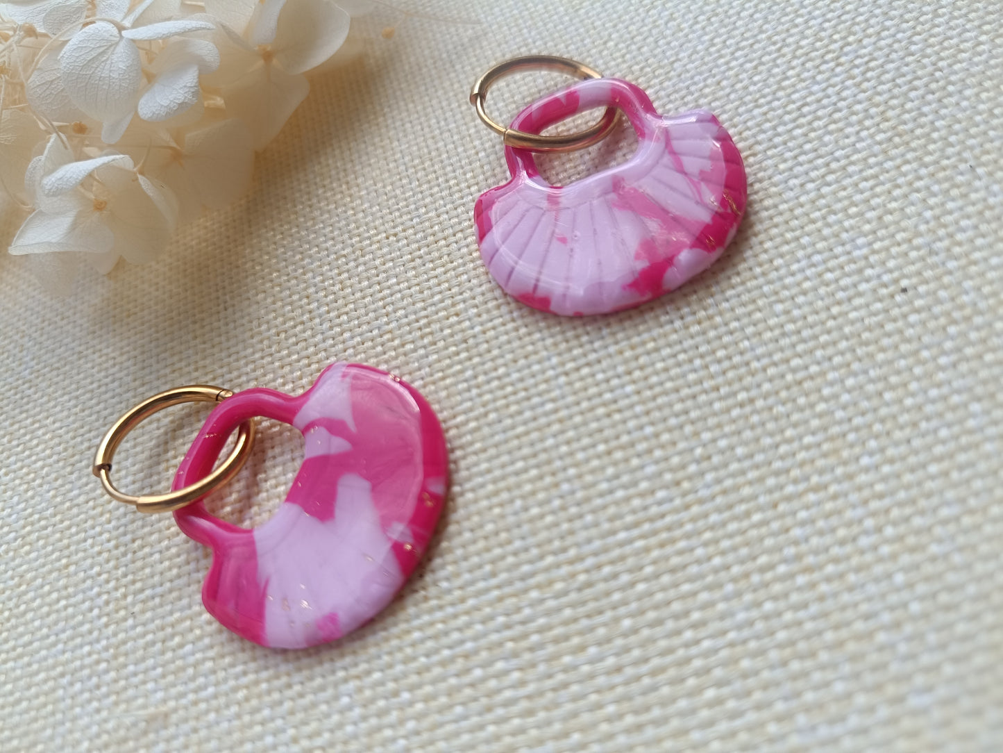Pampilles " jasmine " marbré rose pastel et framboise