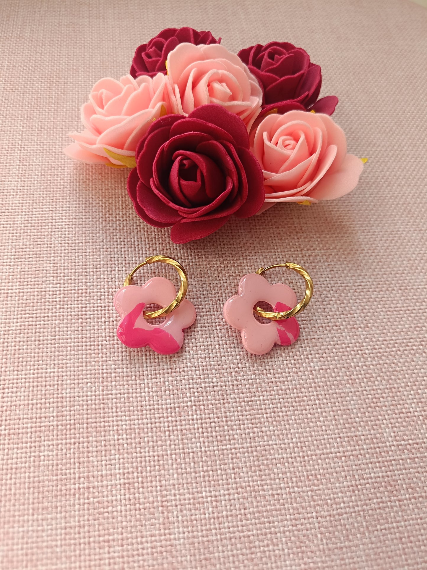 Pampilles " Mya " rose pastel et framboise