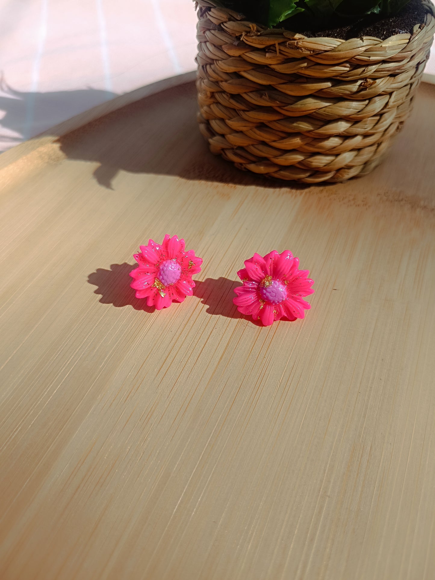 Clous d'oreilles " rose bonbon "
