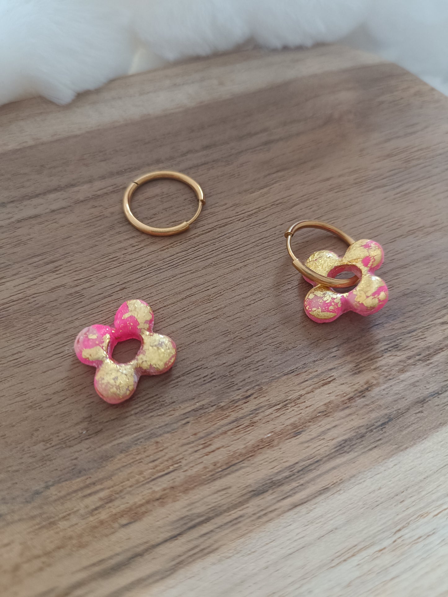 pampille " flora " fuschia doré