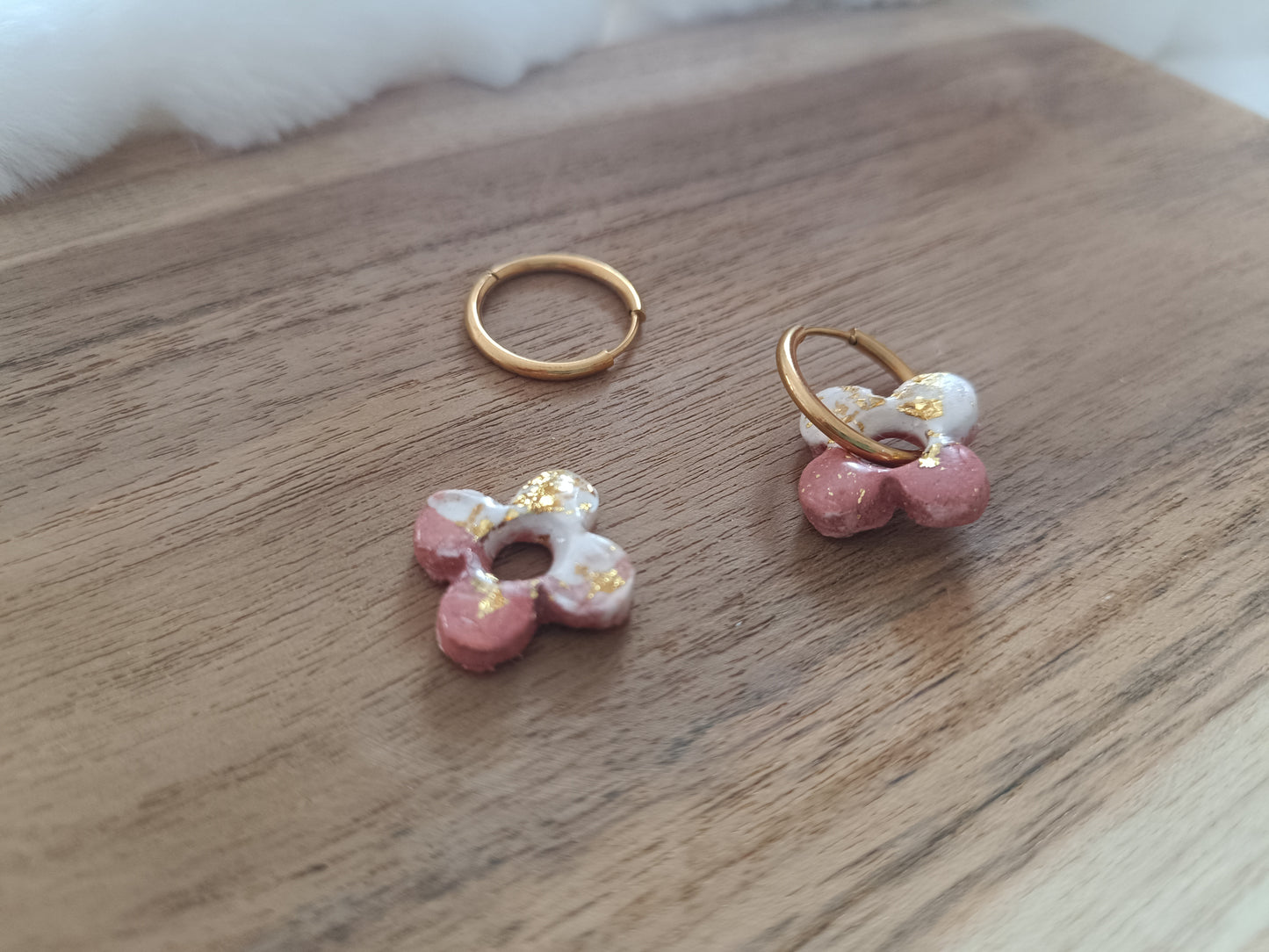 Pampille " flora " terracotta et blanche