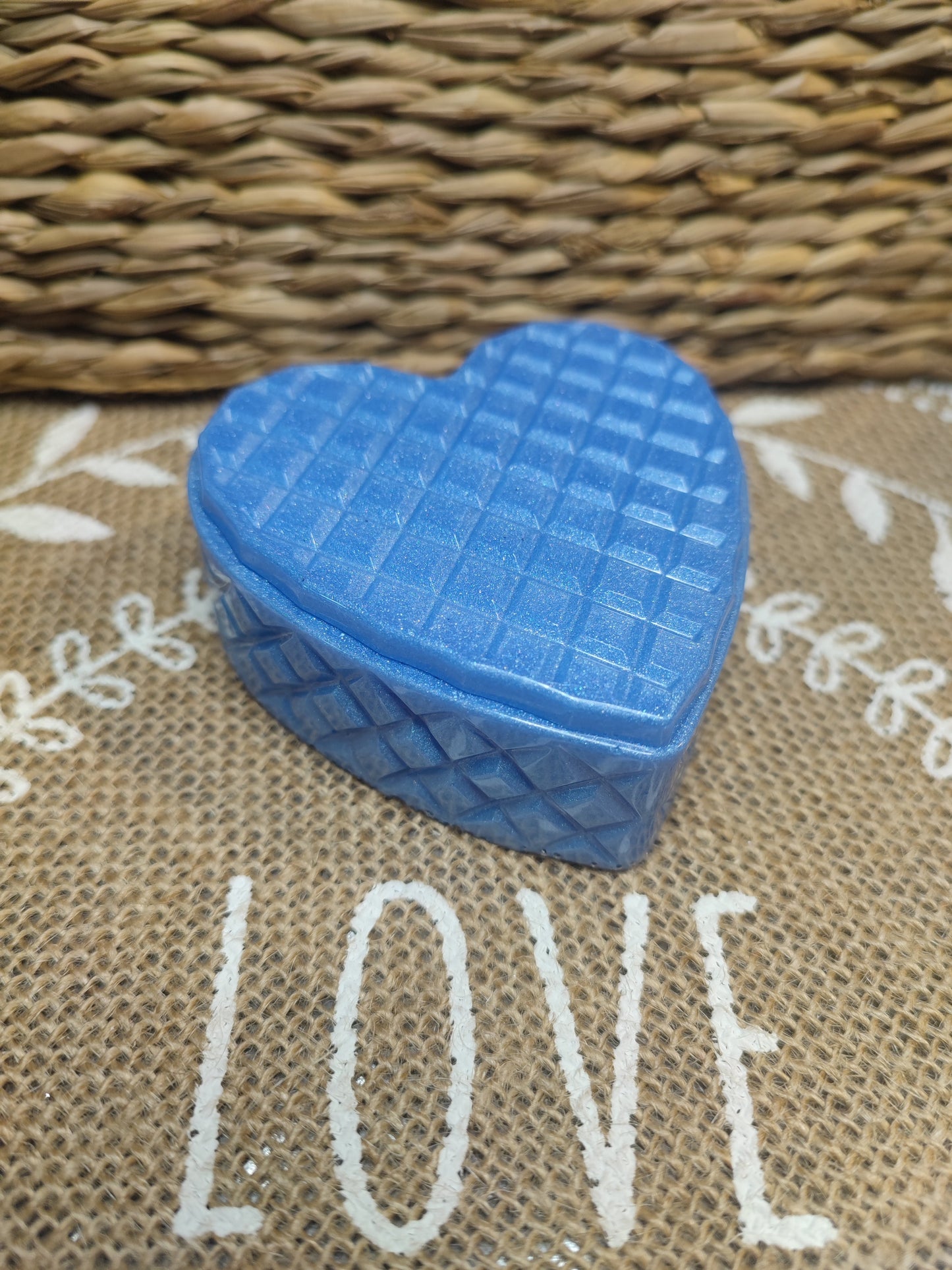 boite à bijoux coeur bleu résine epoxy