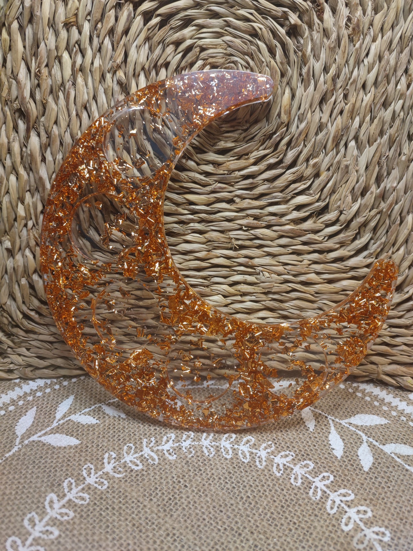 bougeoirs lune cuivré résine epoxy