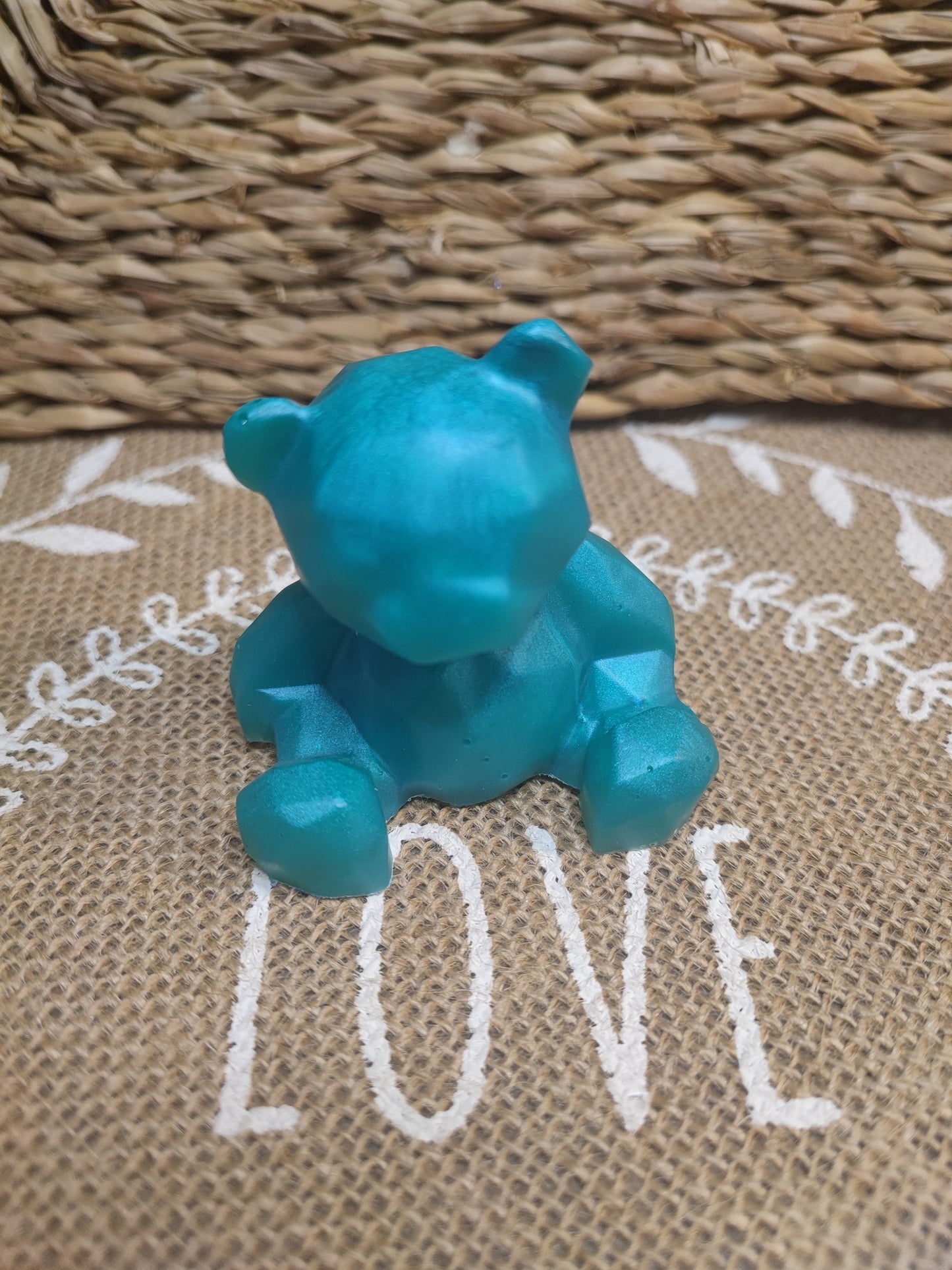 figurine ours bleu tea effet mat résine epoxy