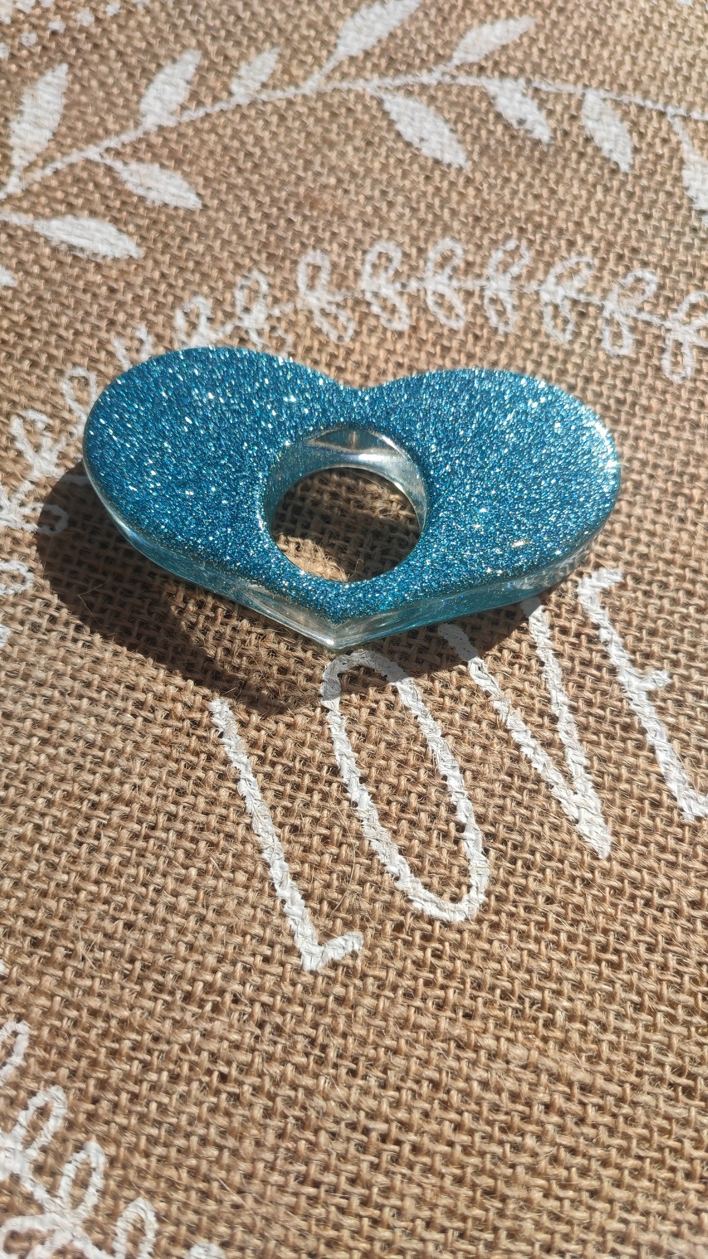 bague de lecture résine bleu clair pailleté