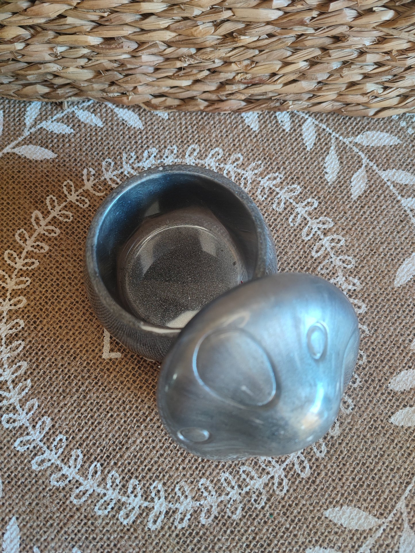 boite à bijoux champignon grise argenté résine epoxy