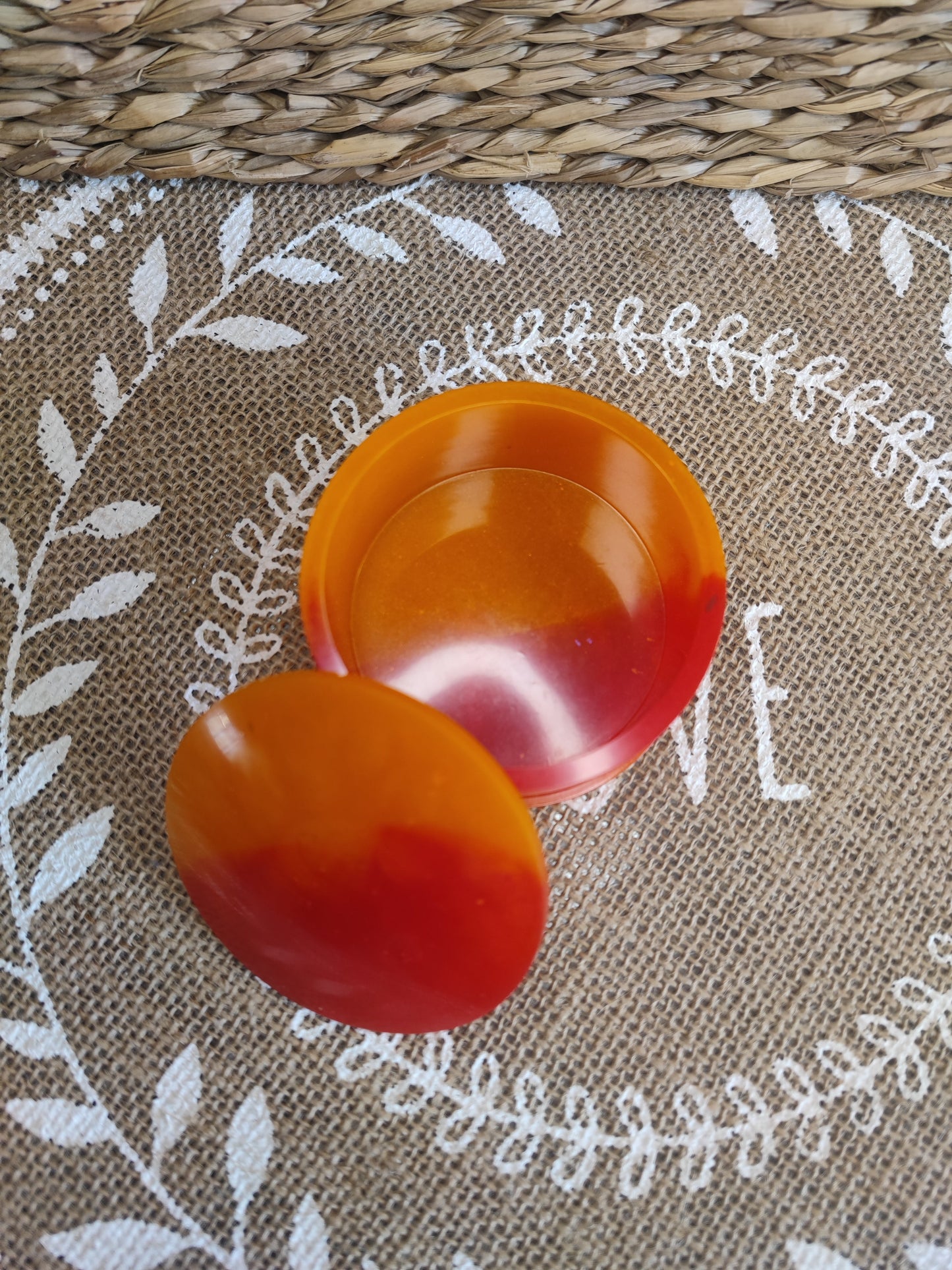 boite à bijoux classique rouge et orange résine epoxy