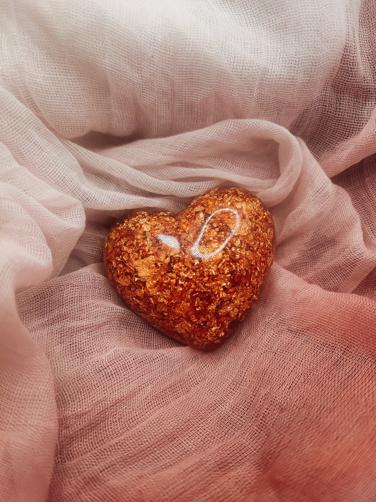 figurine coeur cuivré résine epoxy