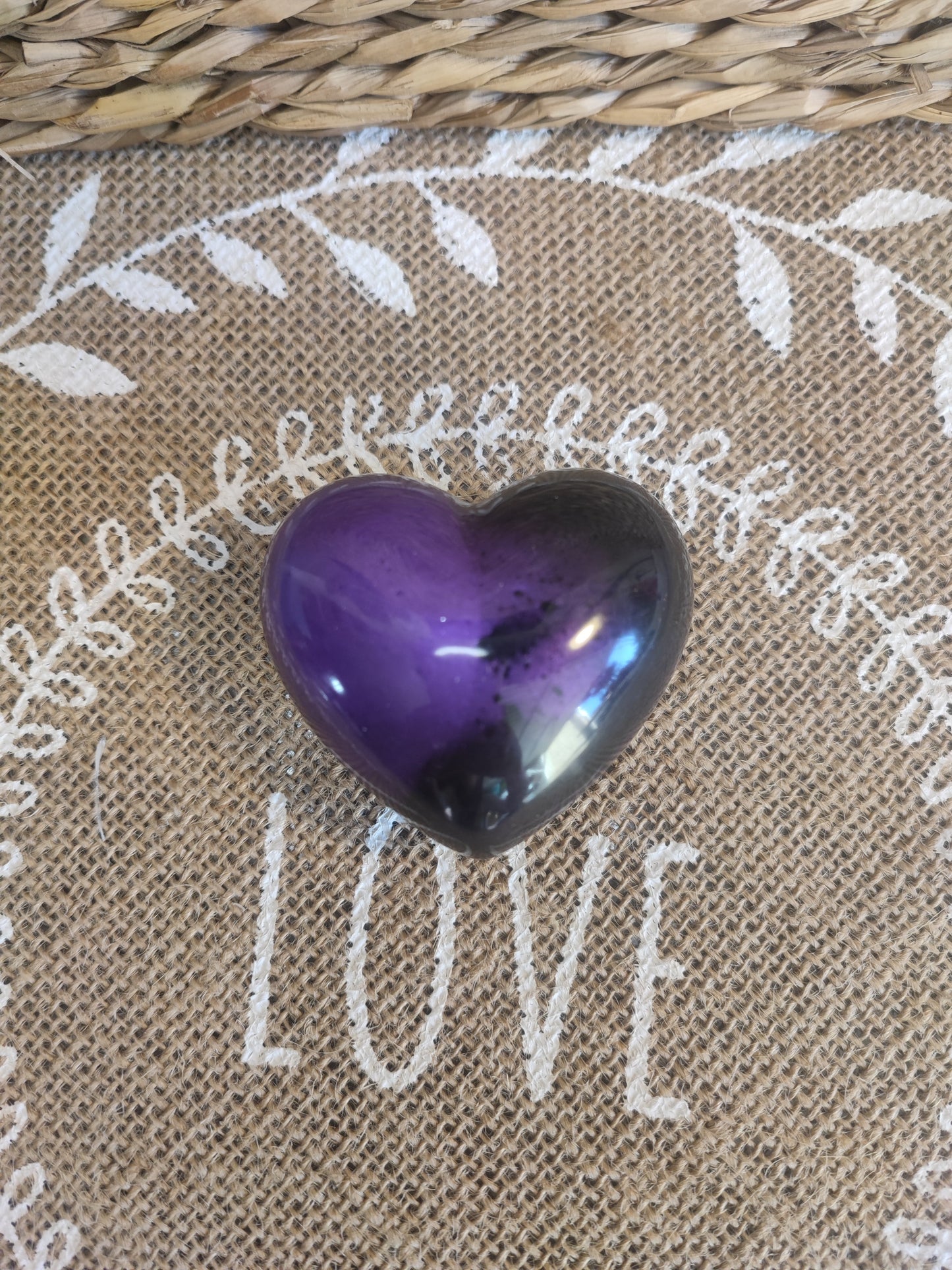 figurine coeur violet et noir résine epoxy
