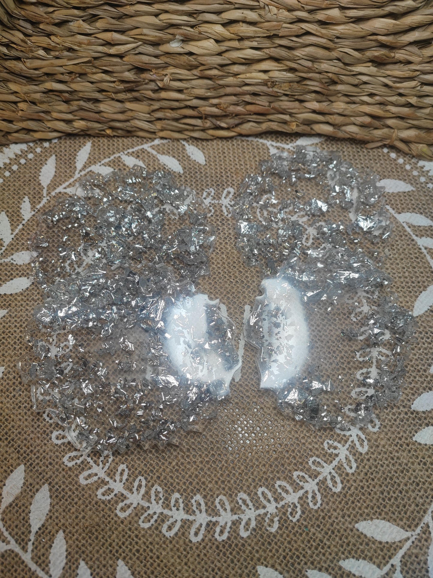 dessous verre géode argenté résine epoxy