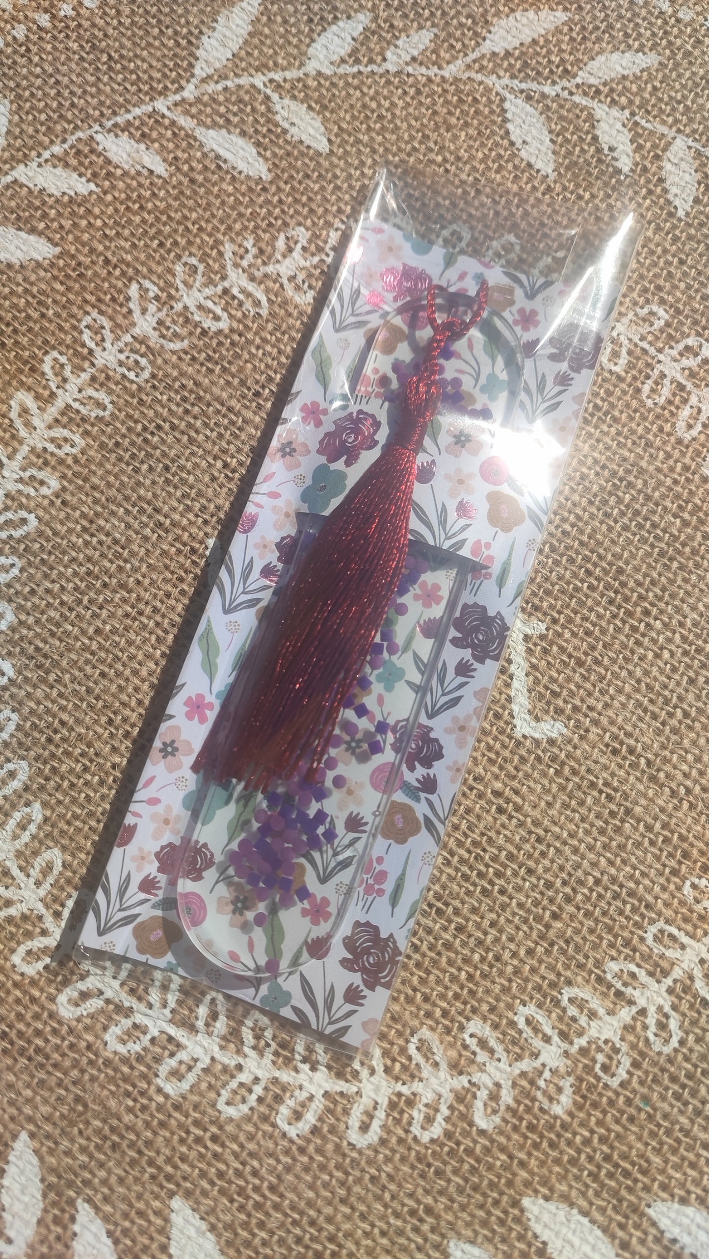 marque pages perlé violet résine epoxy