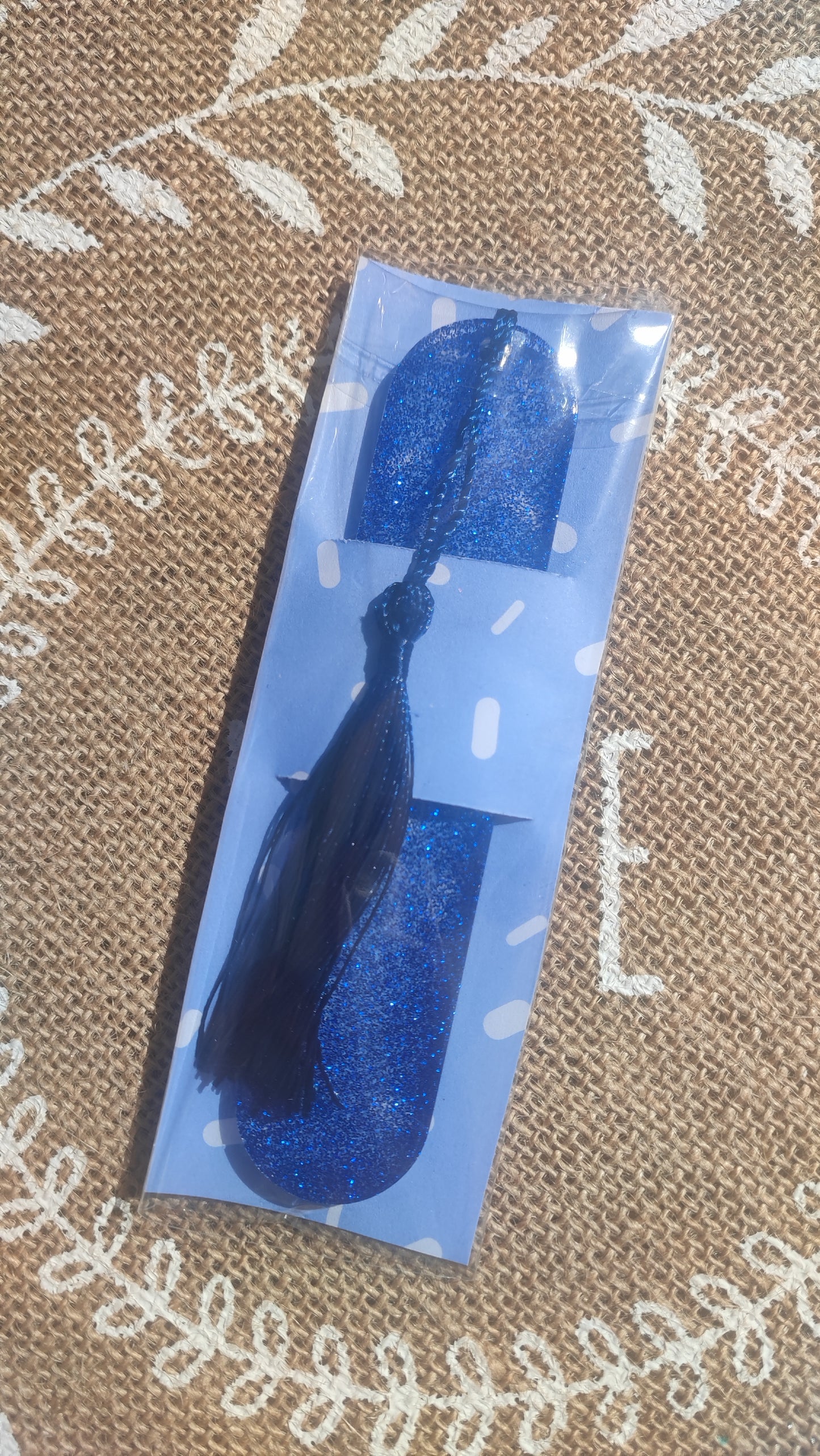 marque pages bleu foncé pailleté résine epoxy