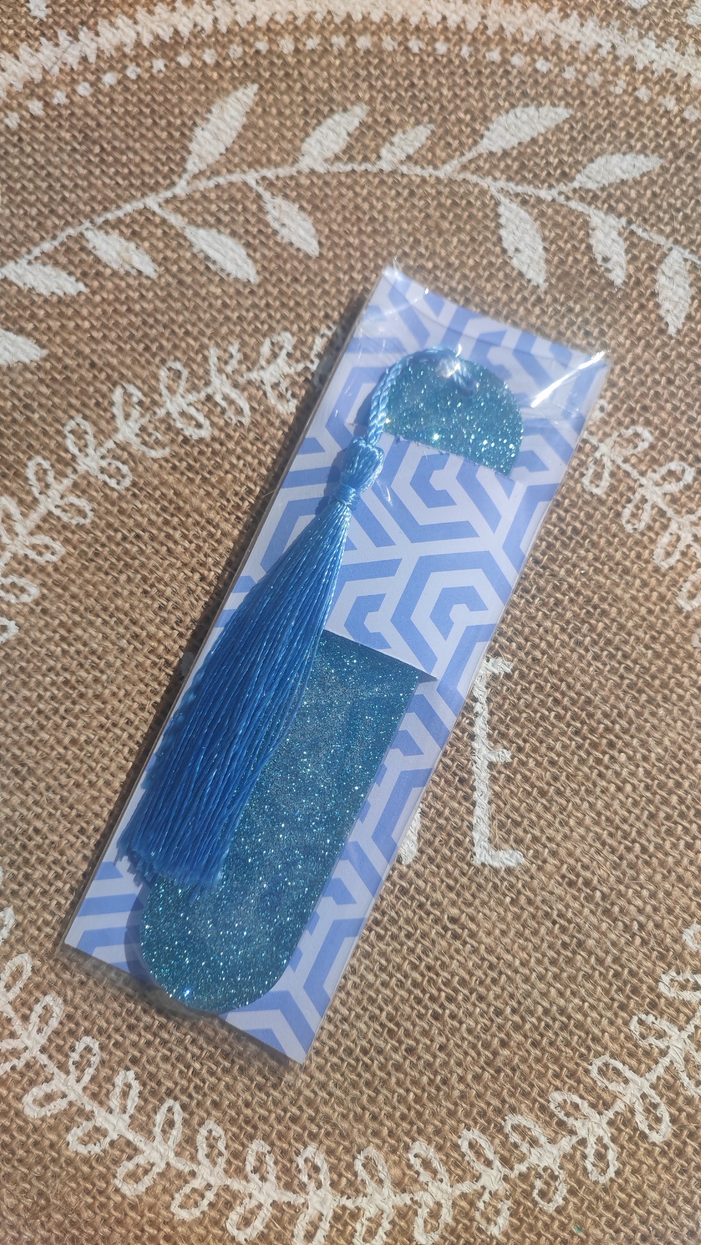 marque pages bleu clair pailleté résine epoxy