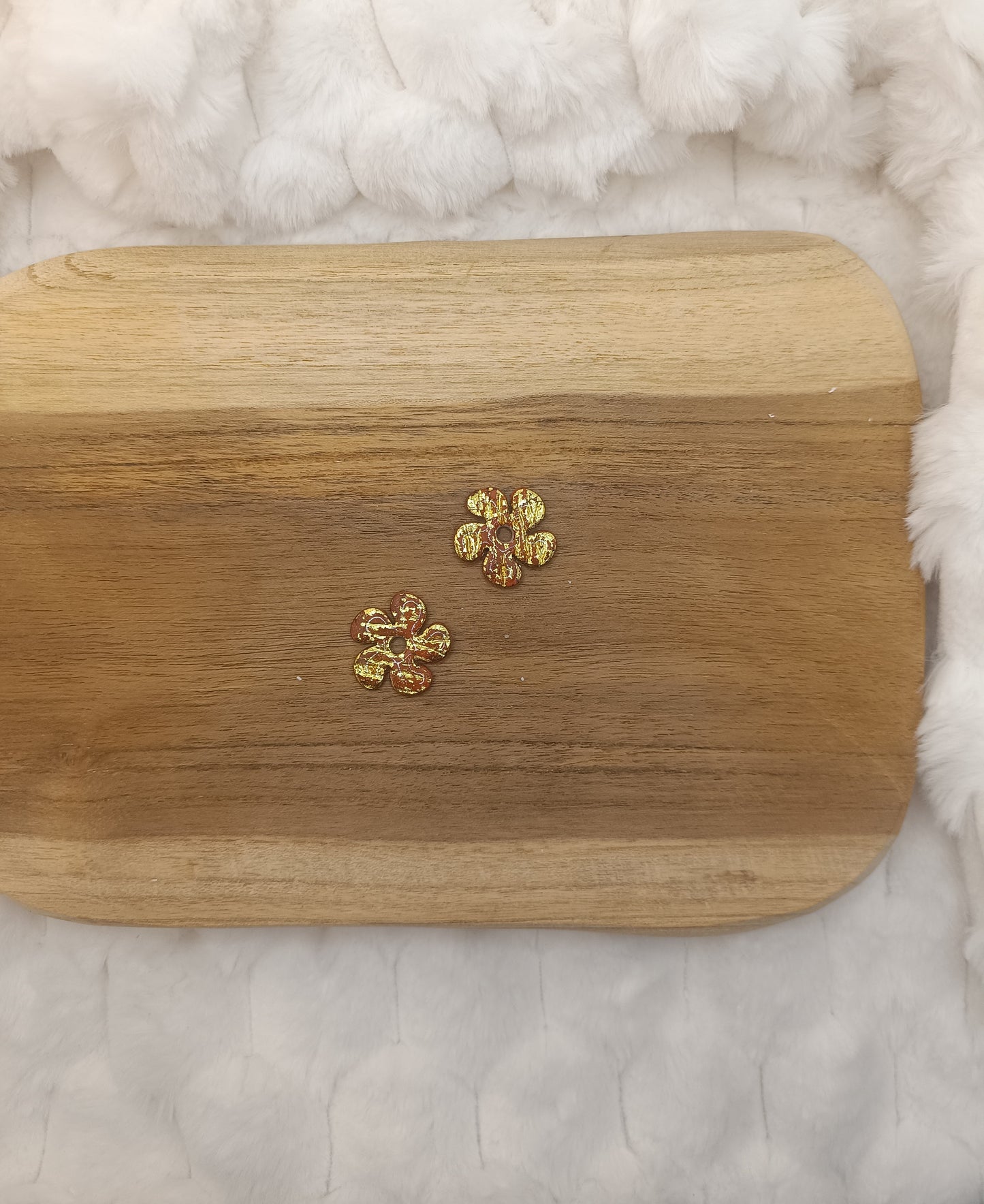 Pampille " dahlia " chocolat terracotta et doré