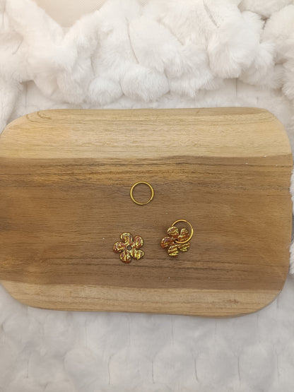 Pampille " dahlia " chocolat terracotta et doré