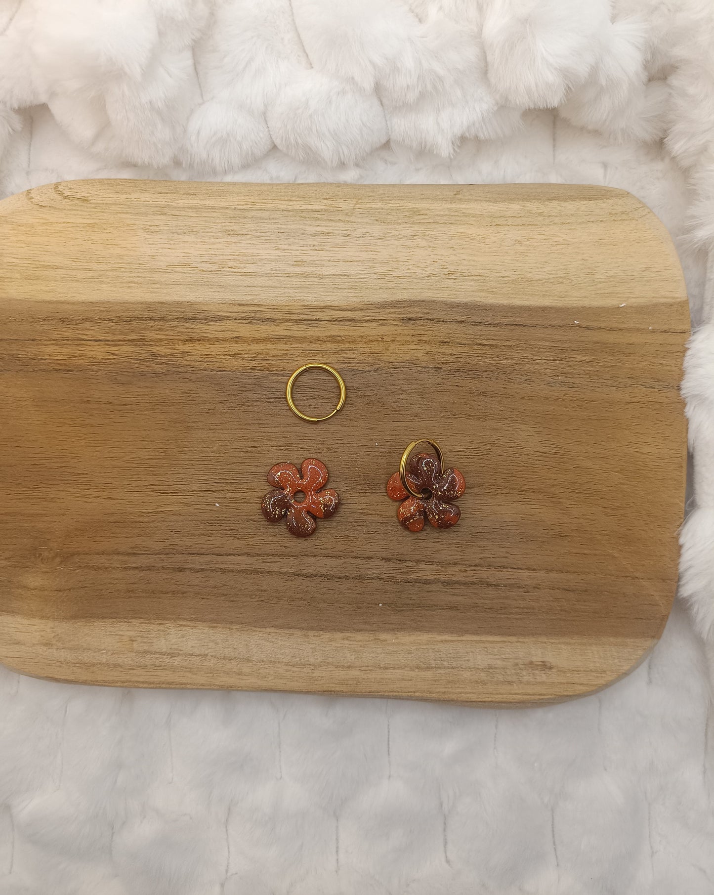 Pampille " dahlia " chocolat terracotta