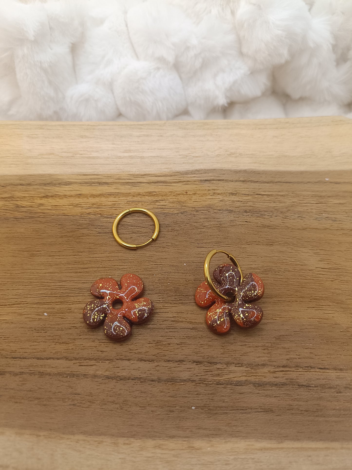 Pampille " dahlia " chocolat terracotta