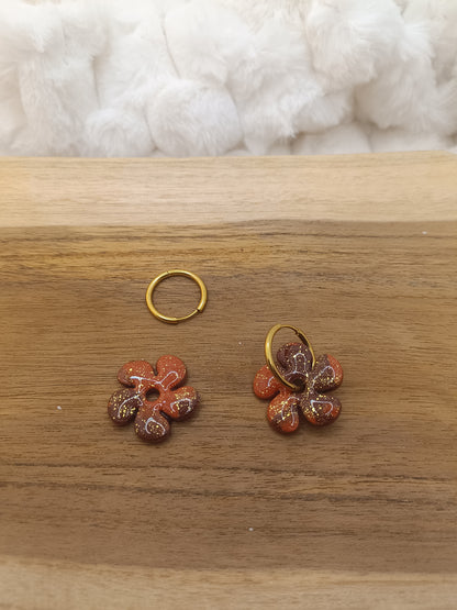 Pampille " dahlia " chocolat terracotta