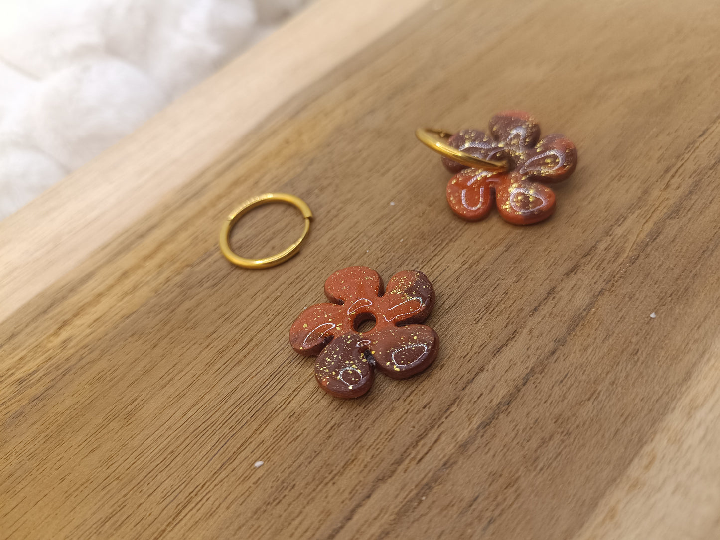 Pampille " dahlia " chocolat terracotta