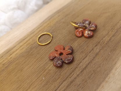 Pampille " dahlia " chocolat terracotta