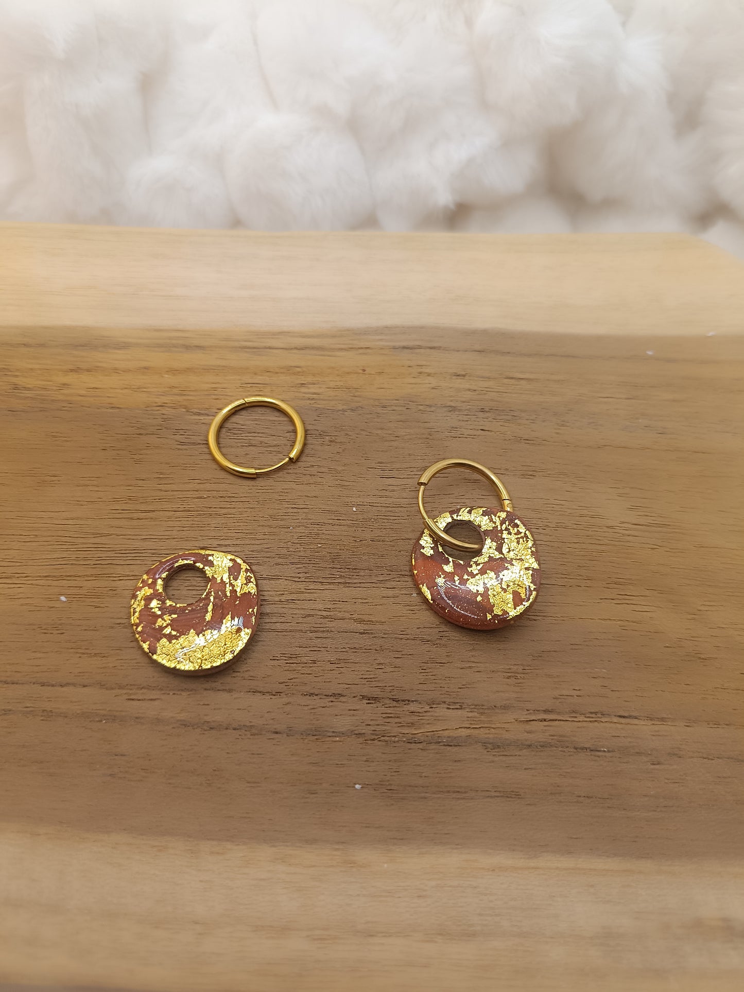 Pampille " malya " chocolat terracotta et doré