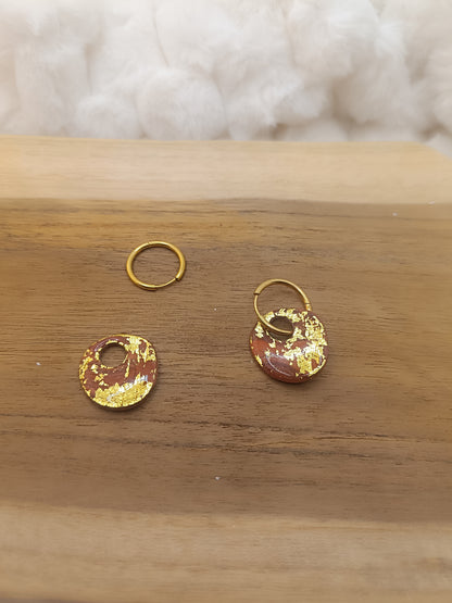 Pampille " malya " chocolat terracotta et doré