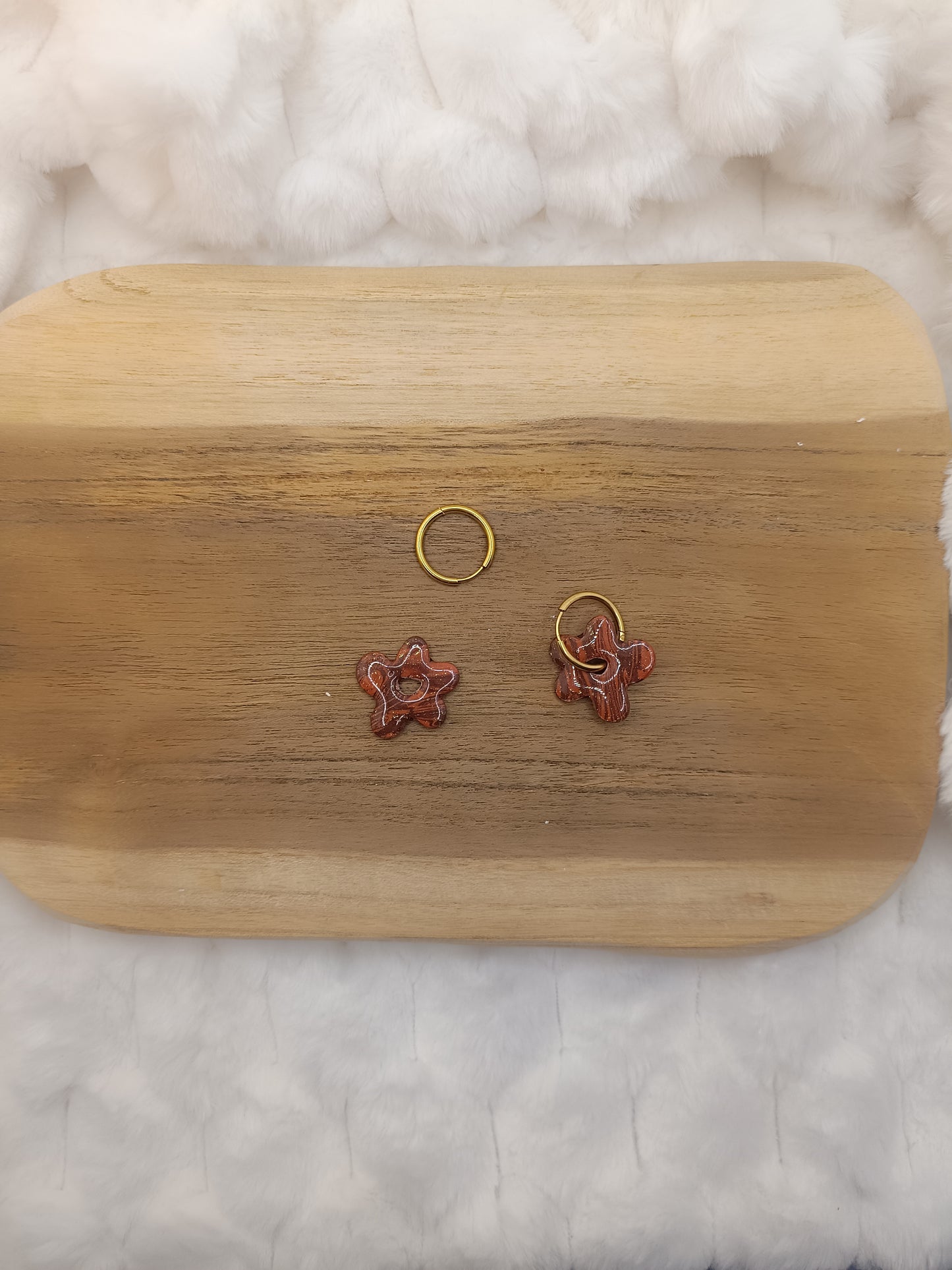 Pampille " Marguerite" chocolat terracotta