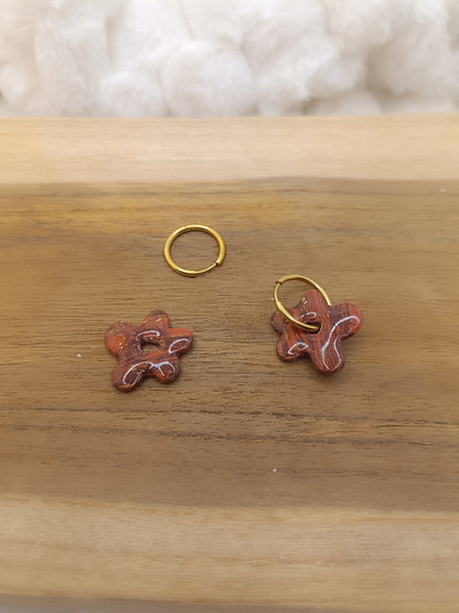 Pampille " Marguerite" chocolat terracotta