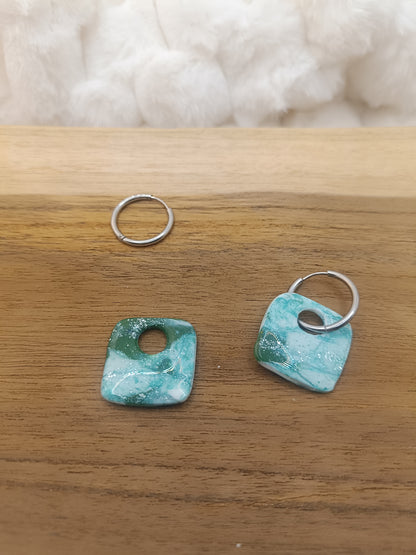 Pampille " rose " marbré blanc et verte