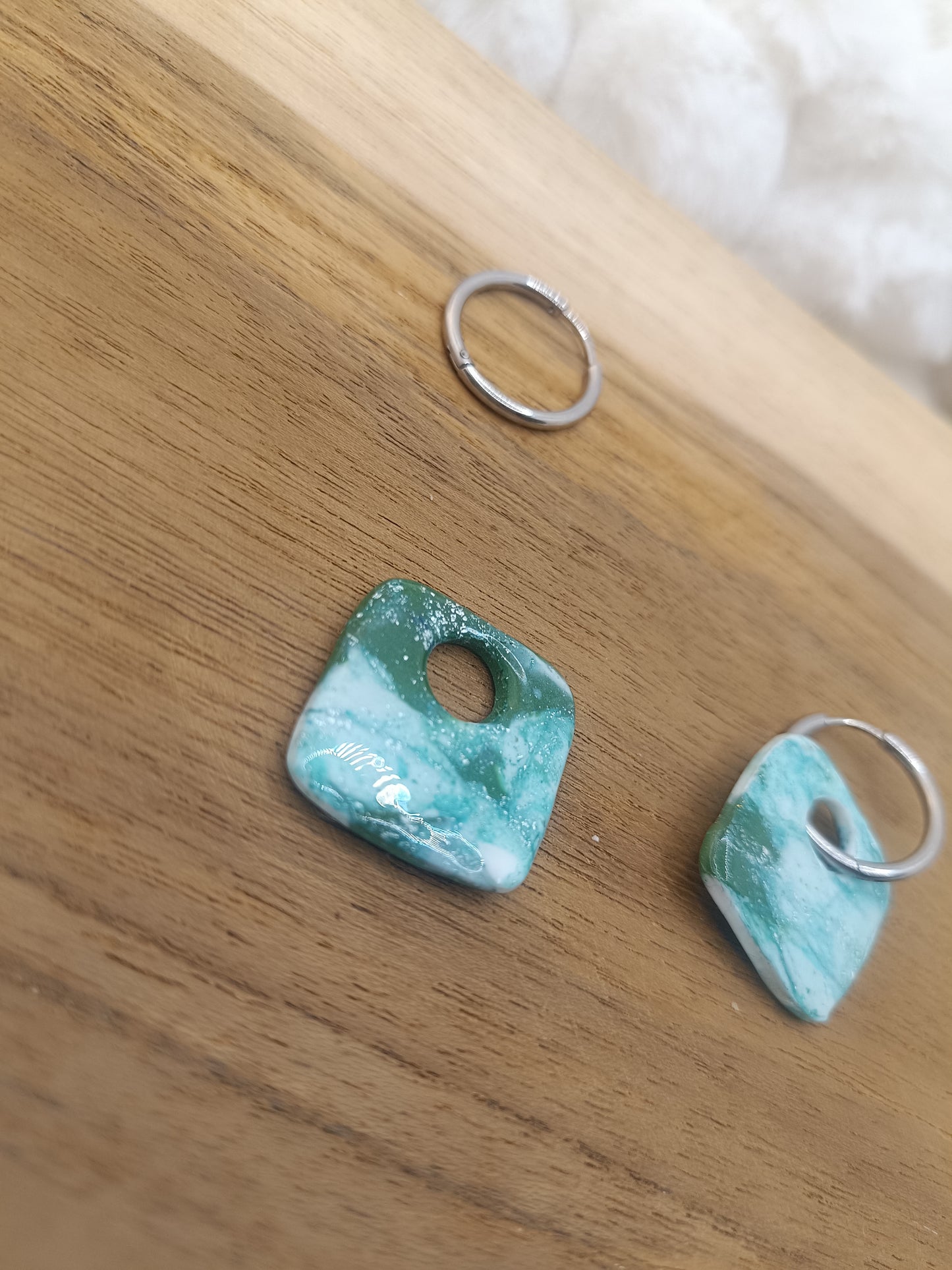 Pampille " rose " marbré blanc et verte