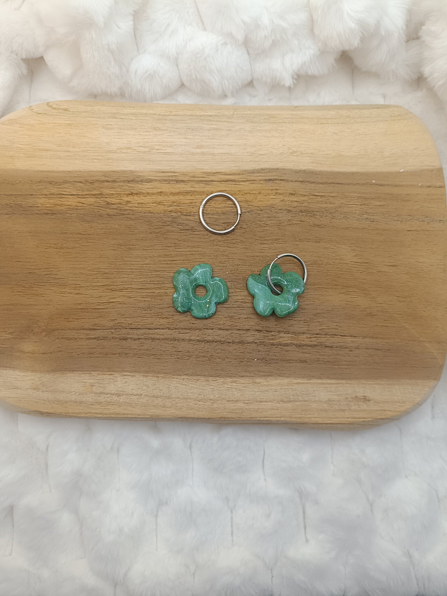 Pampille " Romy " marbré blanc et vert