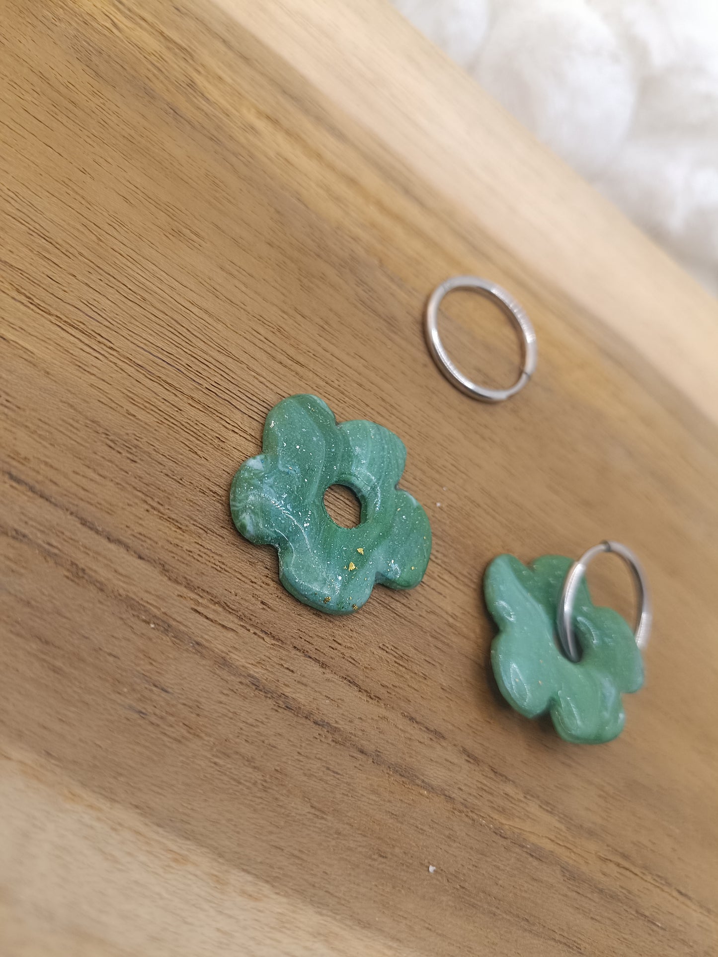 Pampille " Romy " marbré blanc et vert