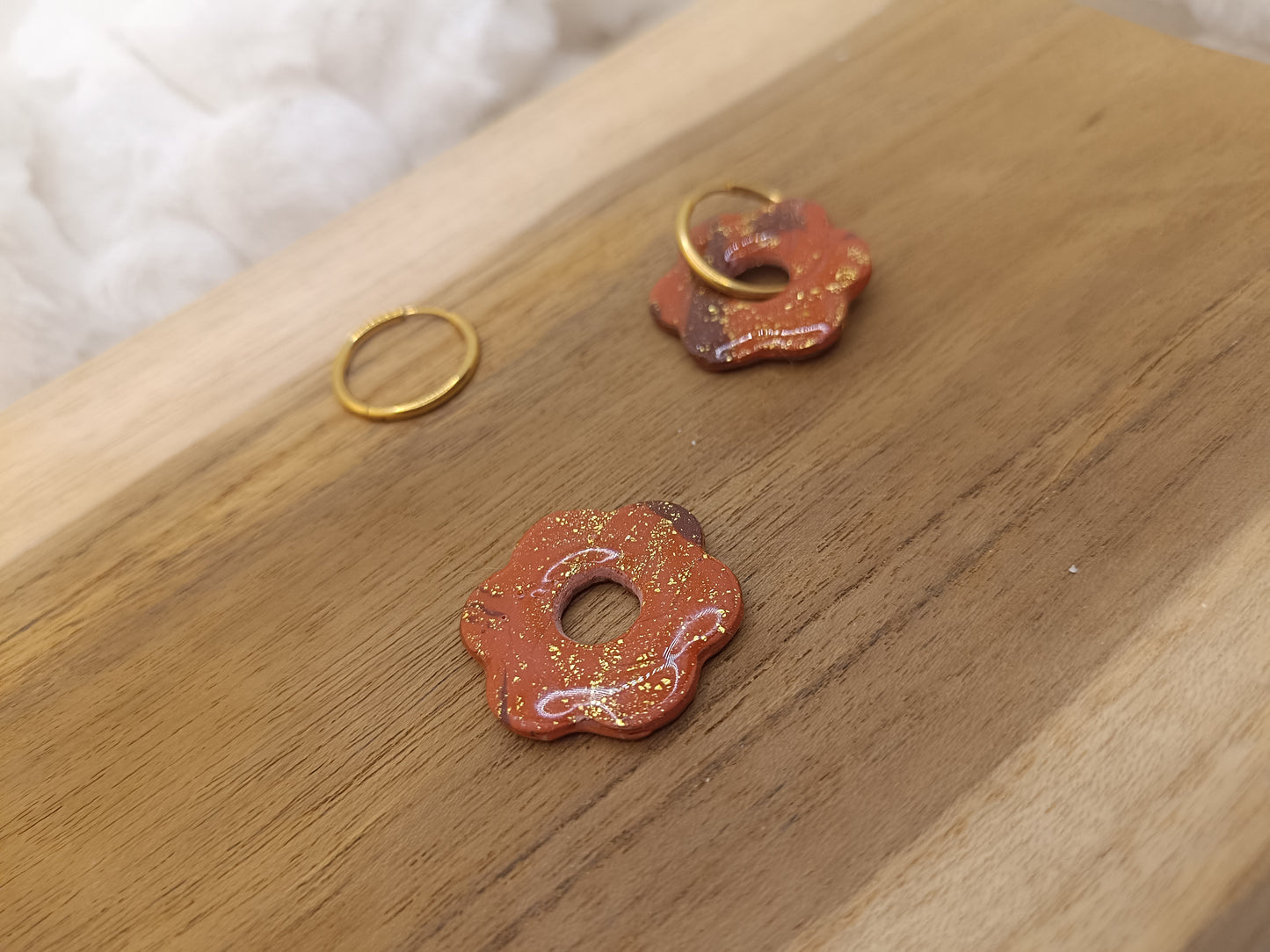 Pampille " Enola " chocolat terracotta et doré