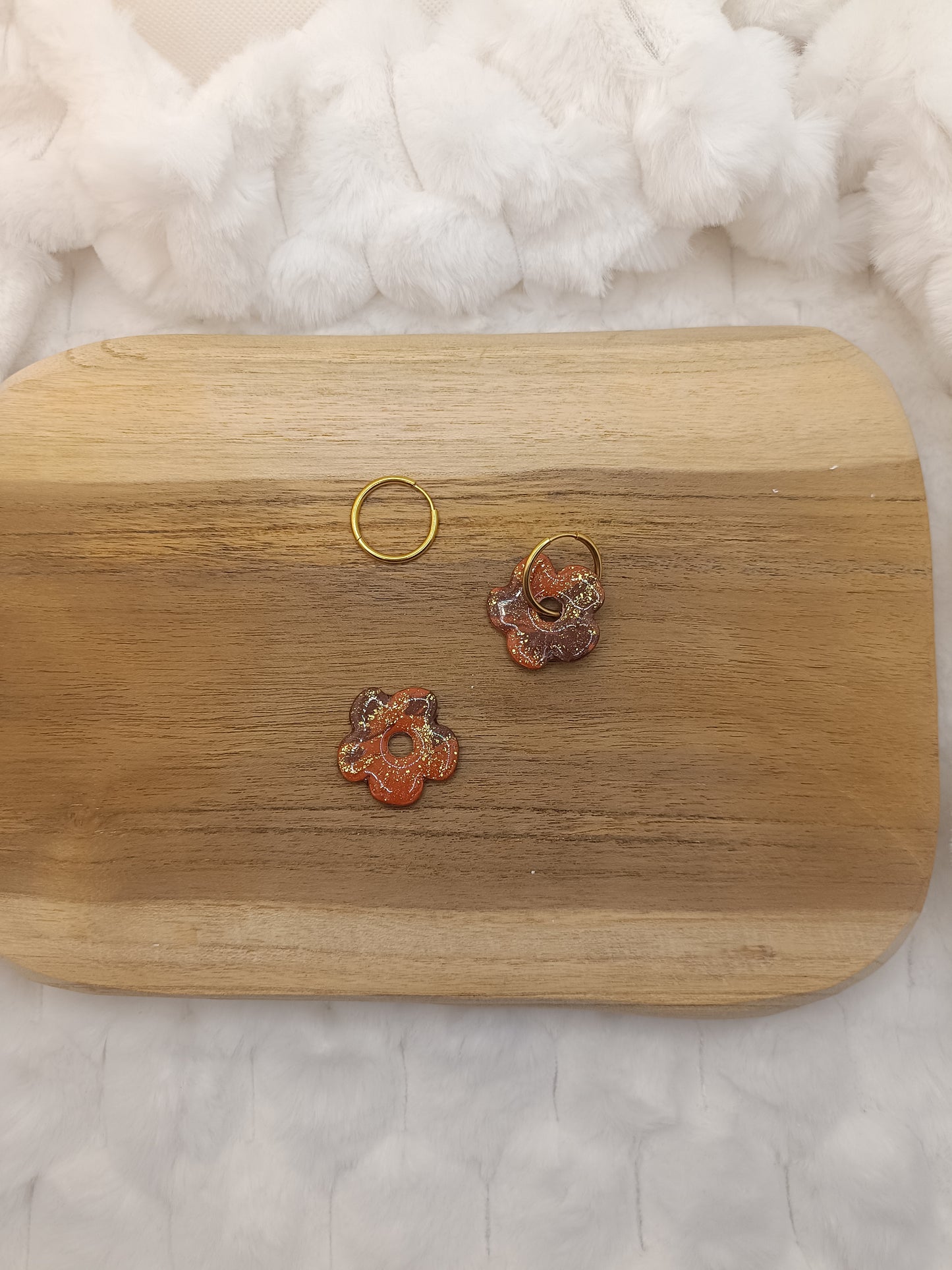 Pampille " Romy " chocolat terracotta et doré