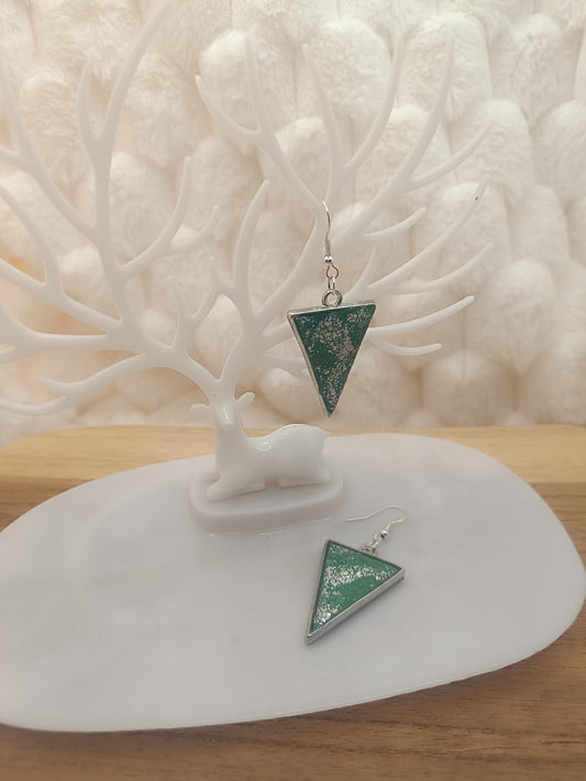 Boucle d'oreille " amara " marbré blanc et vert