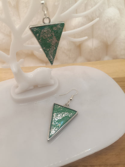 Boucle d'oreille " amara " marbré blanc et vert