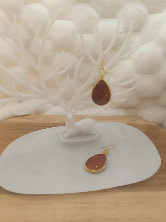 Boucle d'oreille " nerissa " chocolat et terracotta