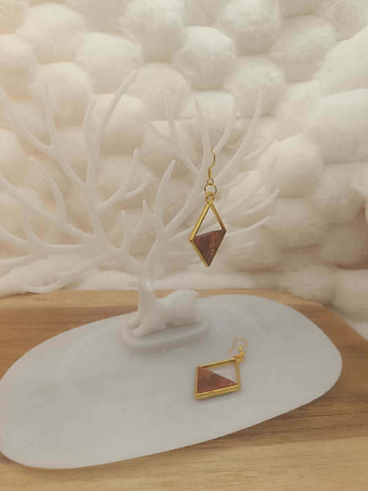 Boucle d'oreille " lorelei " chocolat et terracotta