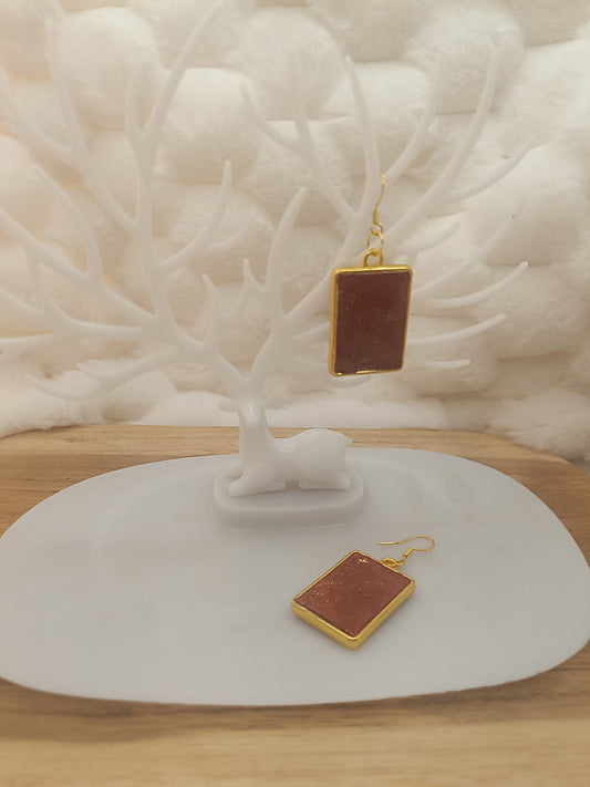 Boucle d'oreille " lucinda " chocolat et terracotta