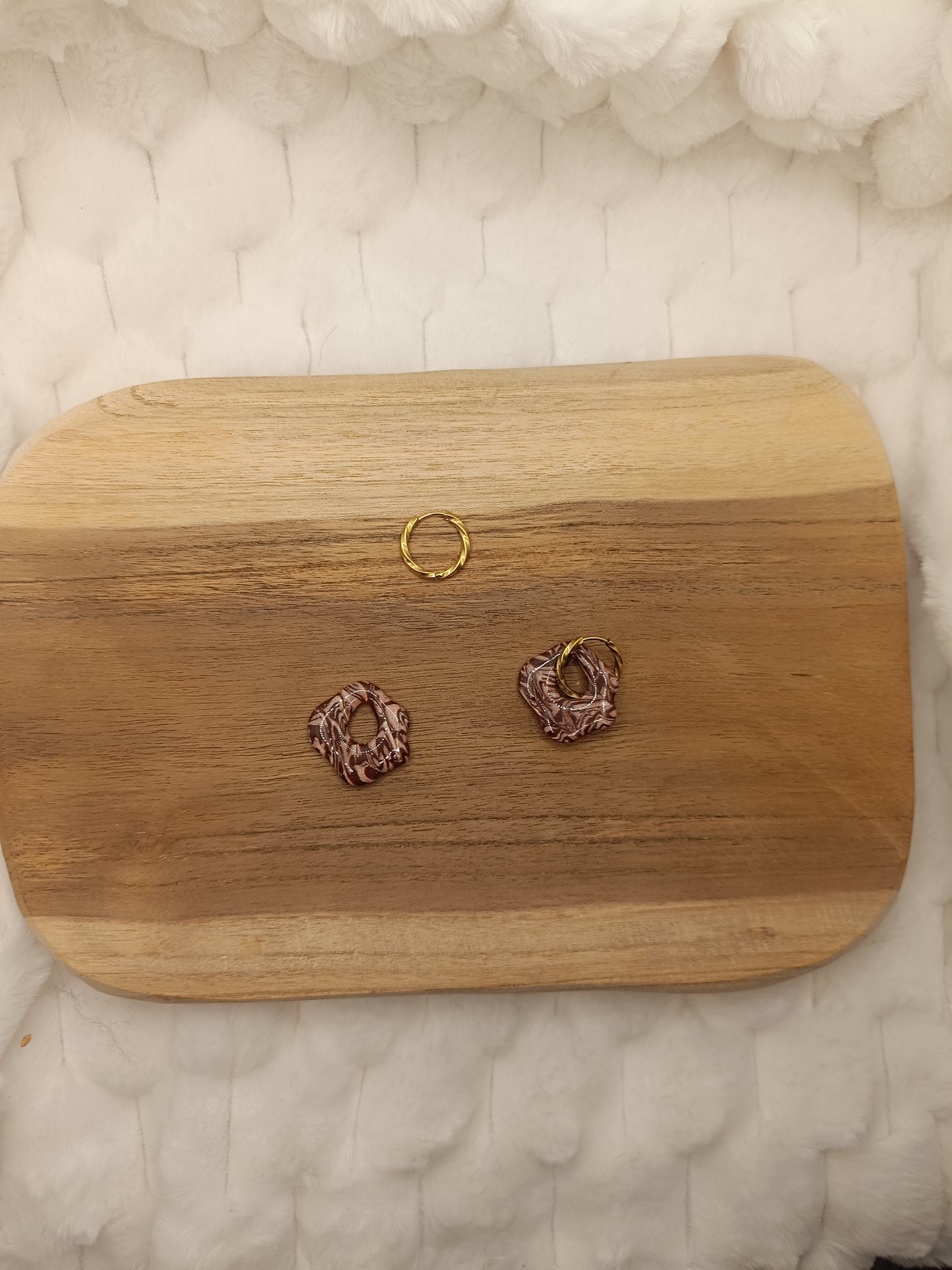 Pampille " jade " rose métallisé/brun