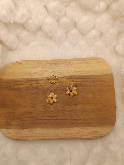 Pampilles " adelie " marbré doré et translucide