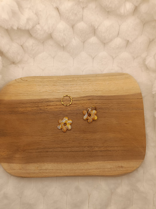 Pampilles " adelie " marbré doré et translucide